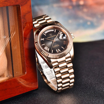 PAGANI DESIGN 2026 New Luxury Rose Gold DD40 Automatic Watch For Men 8285 Mechanical Wristwatch Men Stainless Steel Waterproof