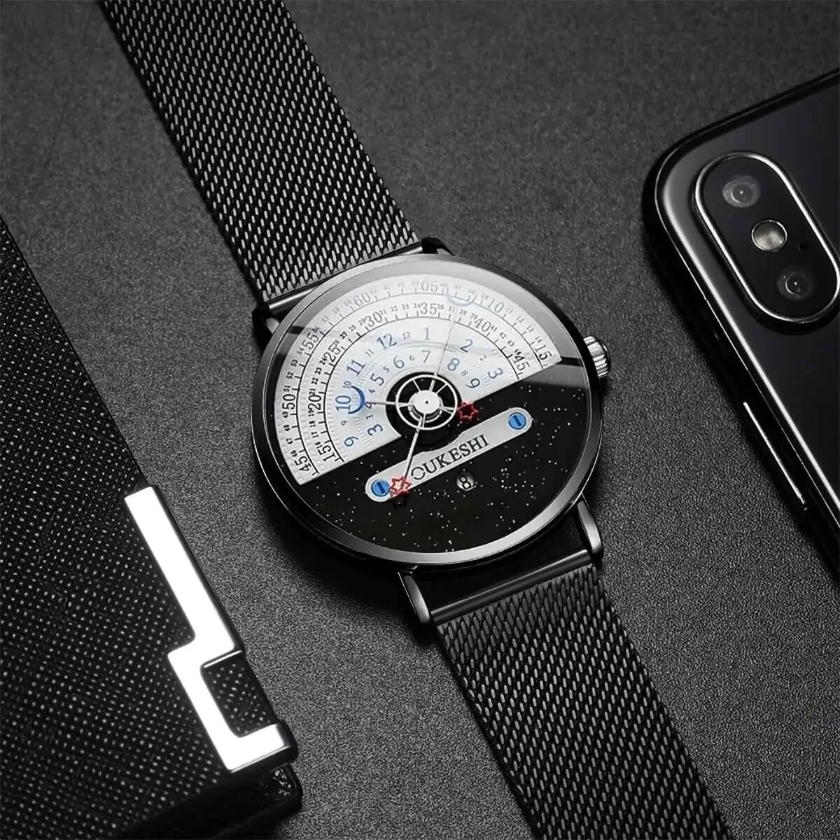 Fashion Mesh Band Men Business Watches Calendar Quartz Wristwatches For Mens Clock Reloj Hombre