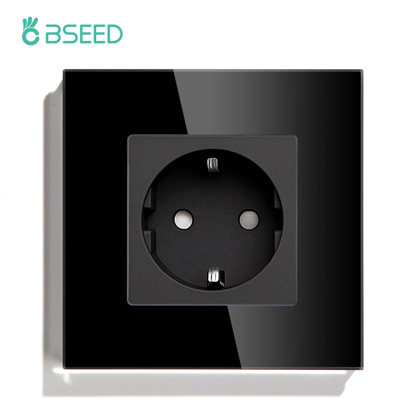 BSEED Touch Light Switch With EU USB Wall Sockets Black Wall Led Switches 1/2/3Gang 1Way Crystal Dark Blue Backlight Wall Switch