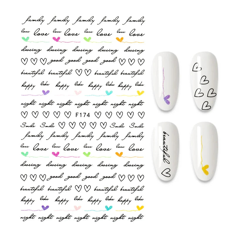 Black and White Love Flowers Line Art 3D Stickers Nail Decals Nail Art Accessories Butterfly Rose Nail Stickers Nail Sliders