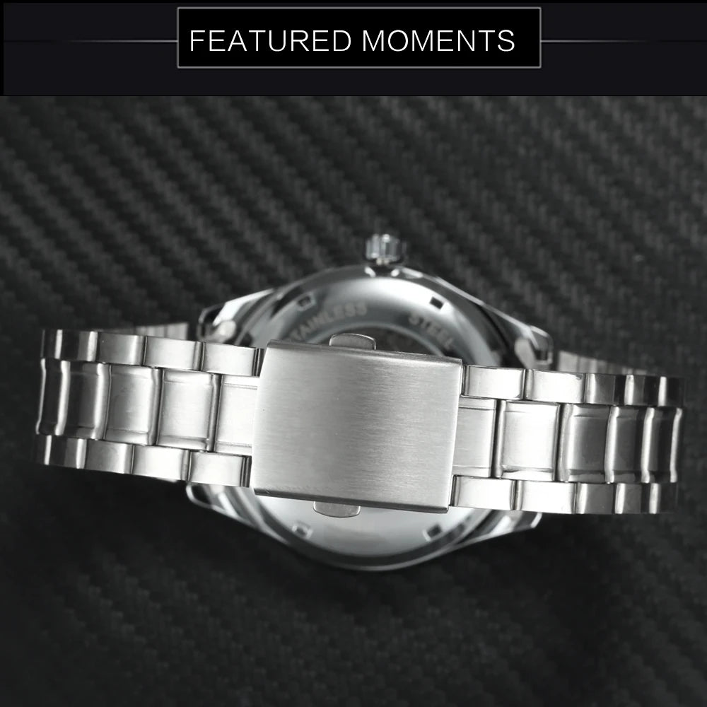 WINNER Business Automatic Watch for Men Calendar Window Fashion Black Dial Fashion Leather Strap Luxury Brand Mechanical Watches