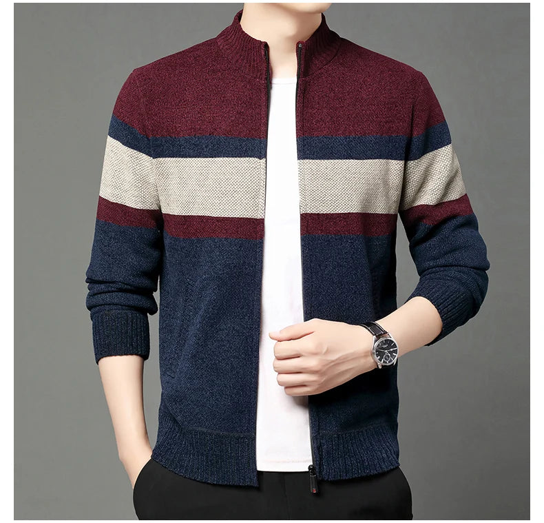 Premium Thick Chenille Fabric Warm New Brand Casual Fashion Stand Collar Men Jacket Streetwear Zipper Autumn Winter Coats