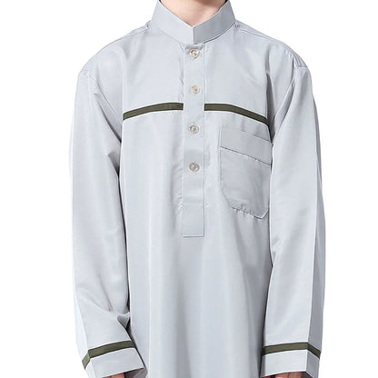 Muslim Saudi Arab Boys Robe Kids Abaya Kaftan Prayer Islam Ramadan Clothing Long Sleeve Thobe Middle East Teenage Dress Dubai