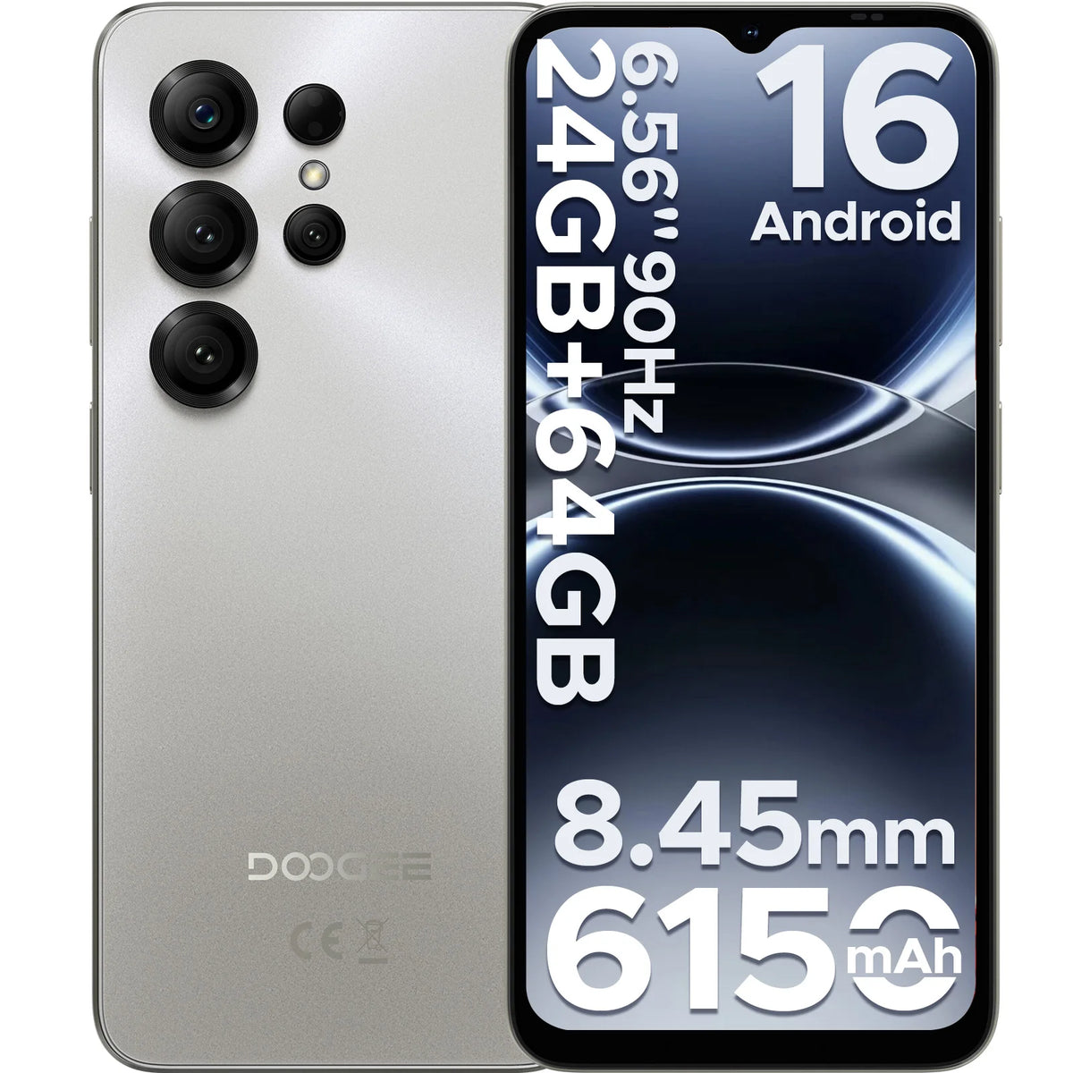 DOOGEE Note56 X Android 16 Smartphone 24GB 64GB 6.56" HD+ Screen 6150mAh Large Battery 8MP+5MP Face Unlock CellPhone
