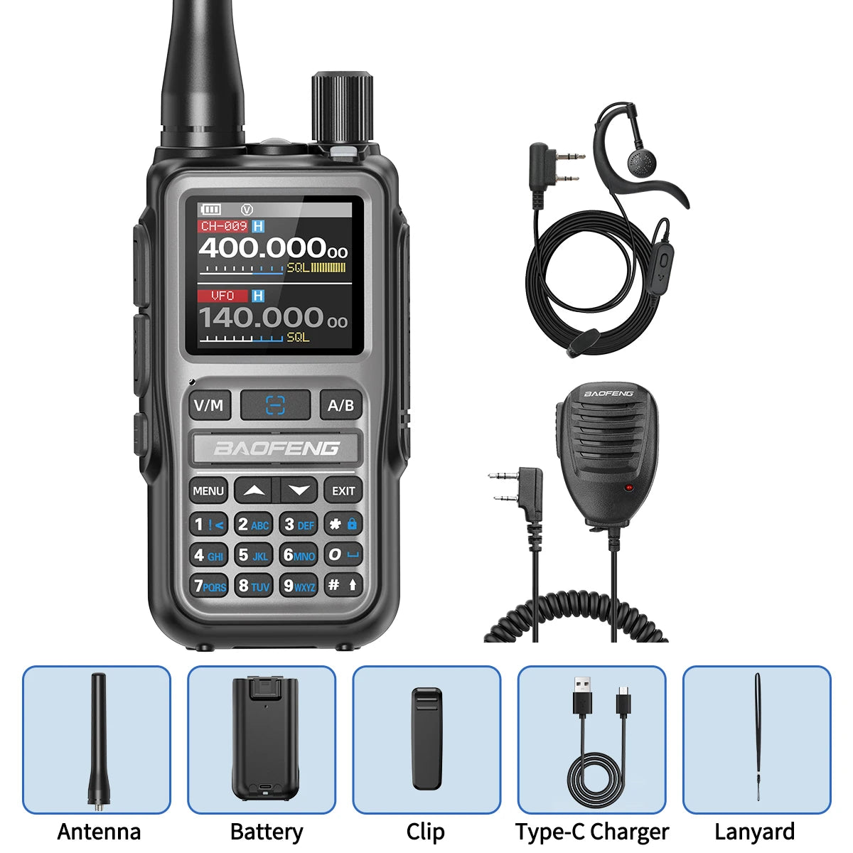 Baofeng UV-5R Mini Walkie Talkie Bluetooth Programming Wireless Copy Frequency Full Band 999CH AM FM Type-C Long Range Ham Radio