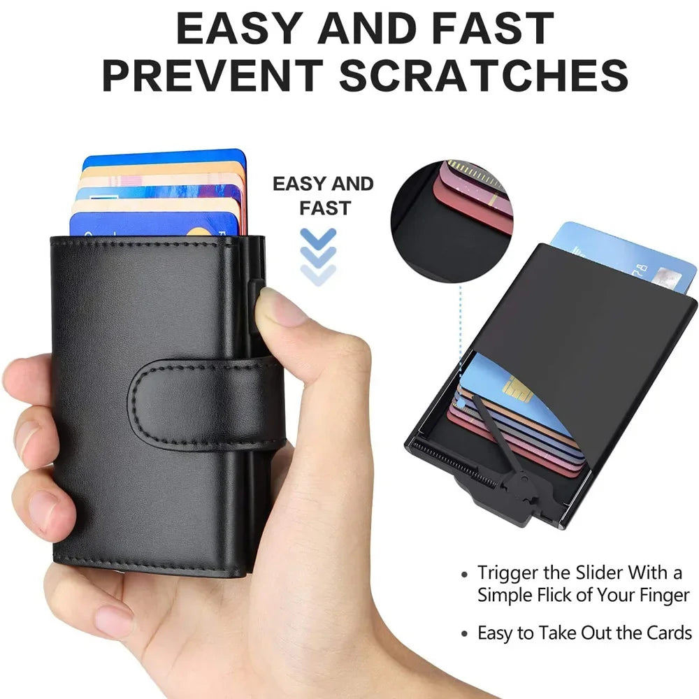 RFID Blocking Microfiber Genuine Leather Men Wallets Fashion Trifold Card Holder Money Bag Smart Slim Thin Coin Pocket Purse
