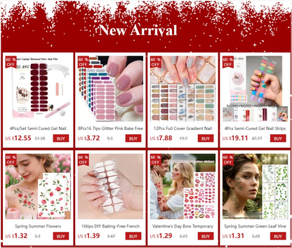 16/18/20Tips Semi-Cured Gel Nail Strips Adhesive Full Cover Stickers for Nails UV Lamp Need Press On Nails Fashion Manicure