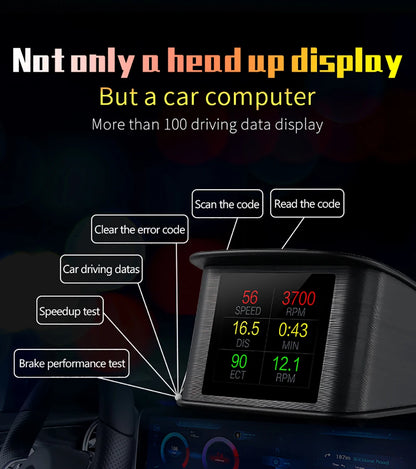 HD P10-PRO OBD2 HUD Car Head Up Display Digital Speedometer Auto On-board Computer With Speed RPM Temperature Voltage Alarm