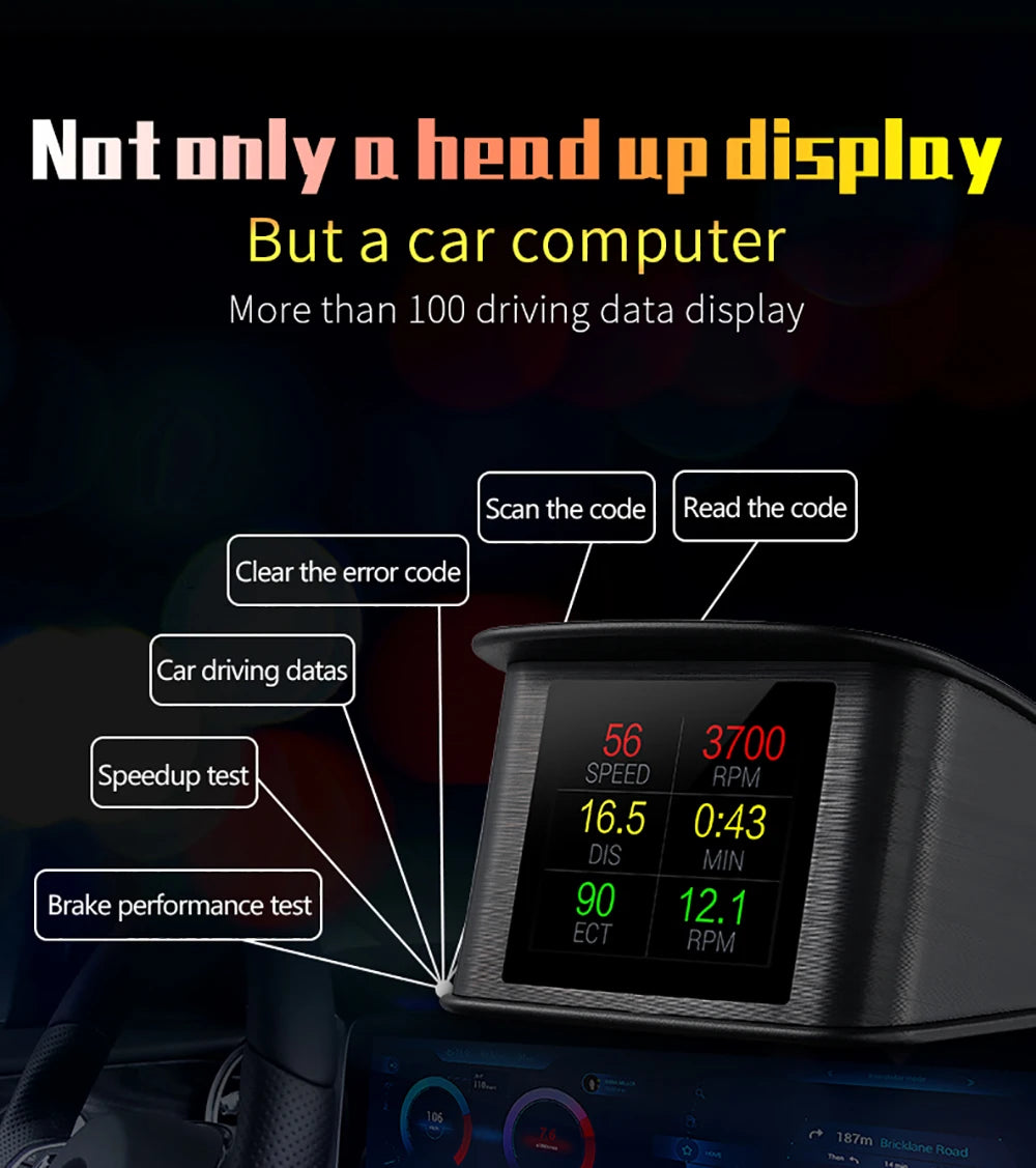 Updated P10-PRO OBD2 HUD With Russia Korean Language Smart Digital Meter On Board Computer Digital Speedometer Overspeed Alarm