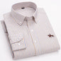 Basic Oxford Dress Shirt For Men Long Sleeve 100% Pure Cotton Solid  Casual Plaid Striped Social Business Male Regular-Fit S-6XL