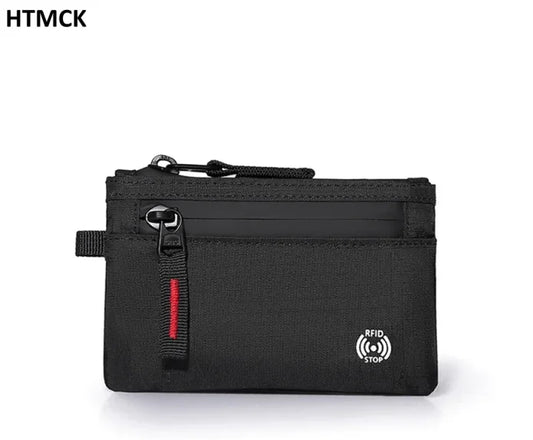 RFID Blocking Mini Travel Wallet Anti‑Scan Card Pouch with Keychain, Portable Coin Purse for Travel Daily Use