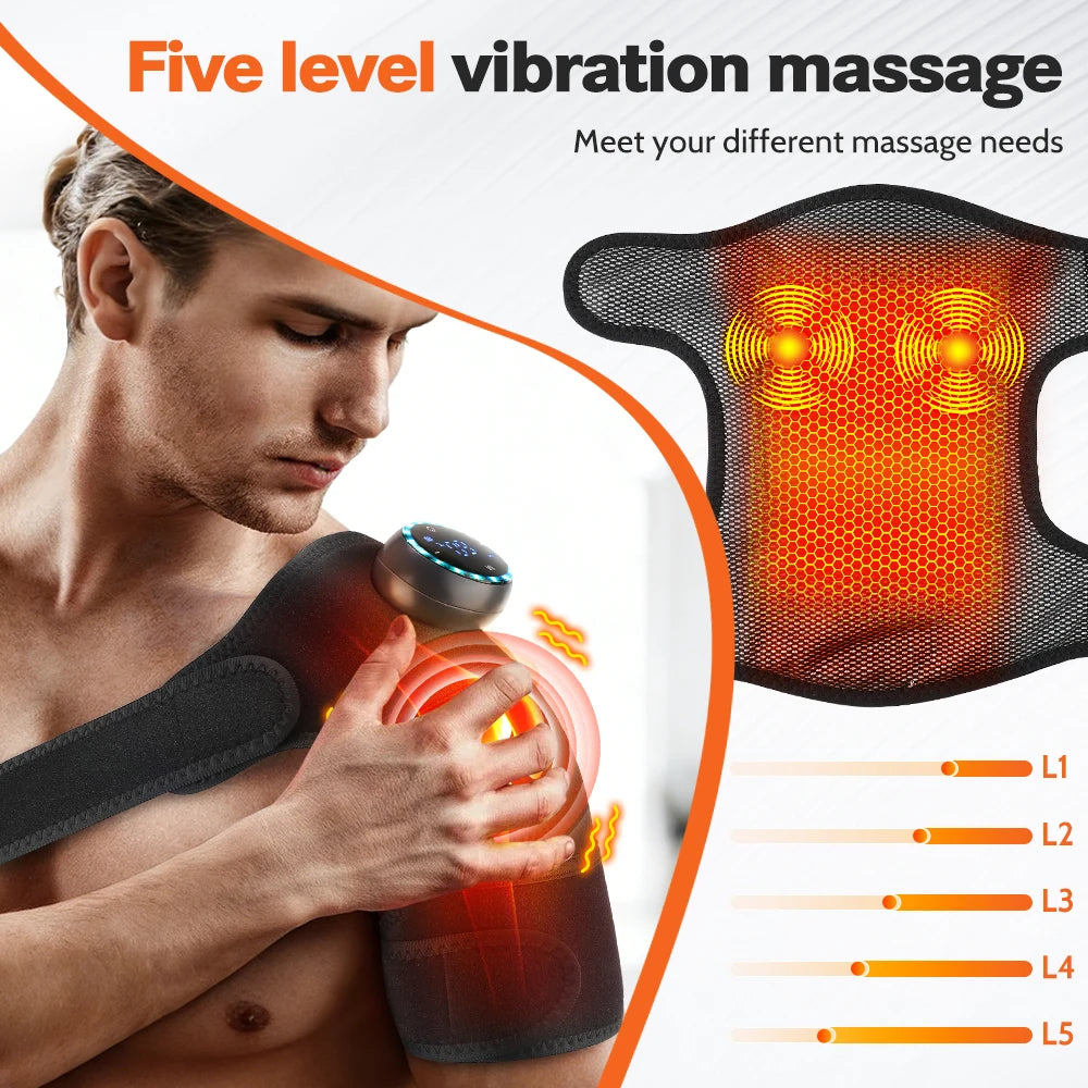 Electric Shoulder Massager Heating Pad Vibration Massage Support Belt Shoulder Thermal  Brace