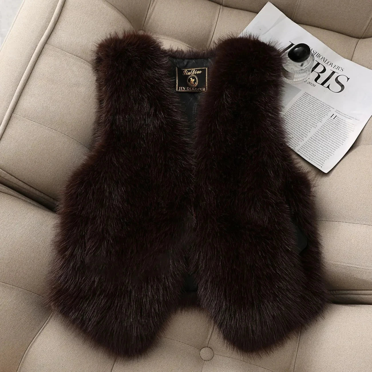 Autumn winter Imitation Fox fur vest Jacket For women Fashion Thick V-neck sleeveless Coat Female Short Faux Fur Waistcoat Tops