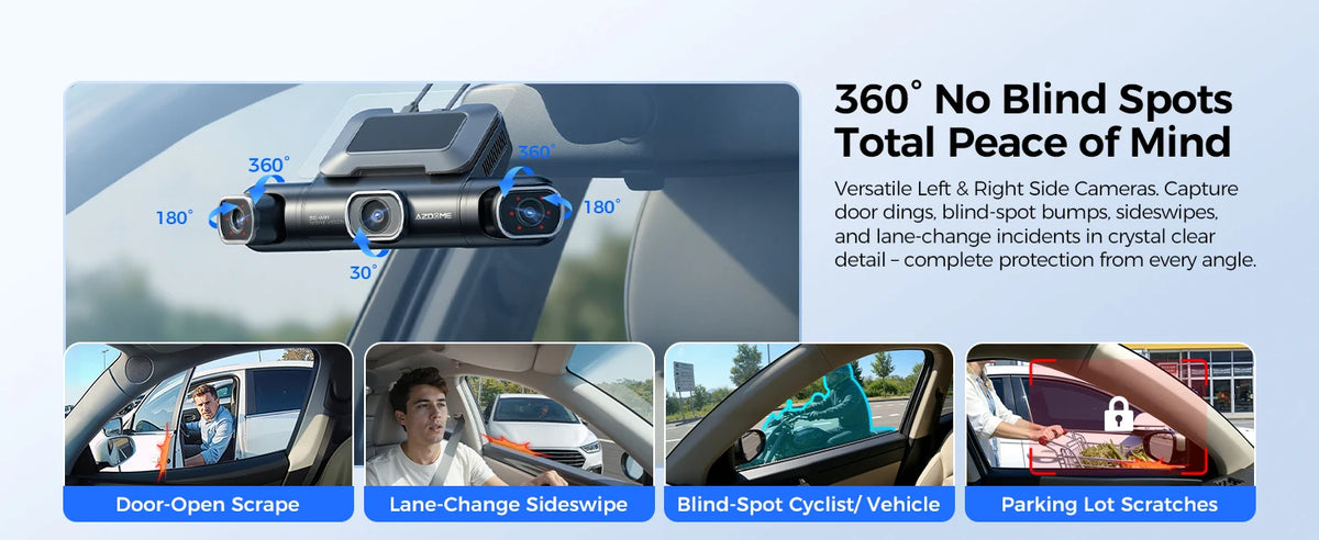 AZDOME Dash Cam M660 2.5K+3*1080P 4CH Car DVR GPS 5G Wifi Free 64GB Card Voice Control 24H Parking Monitor Super Night Visio