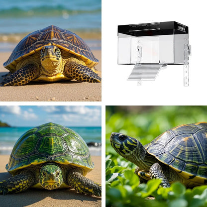 Over Tank Turtle Basking Land Anti-Slip Reptile Resting Land Animal Observation With Ramp Aquatic Terrapin Enclosure Cage
