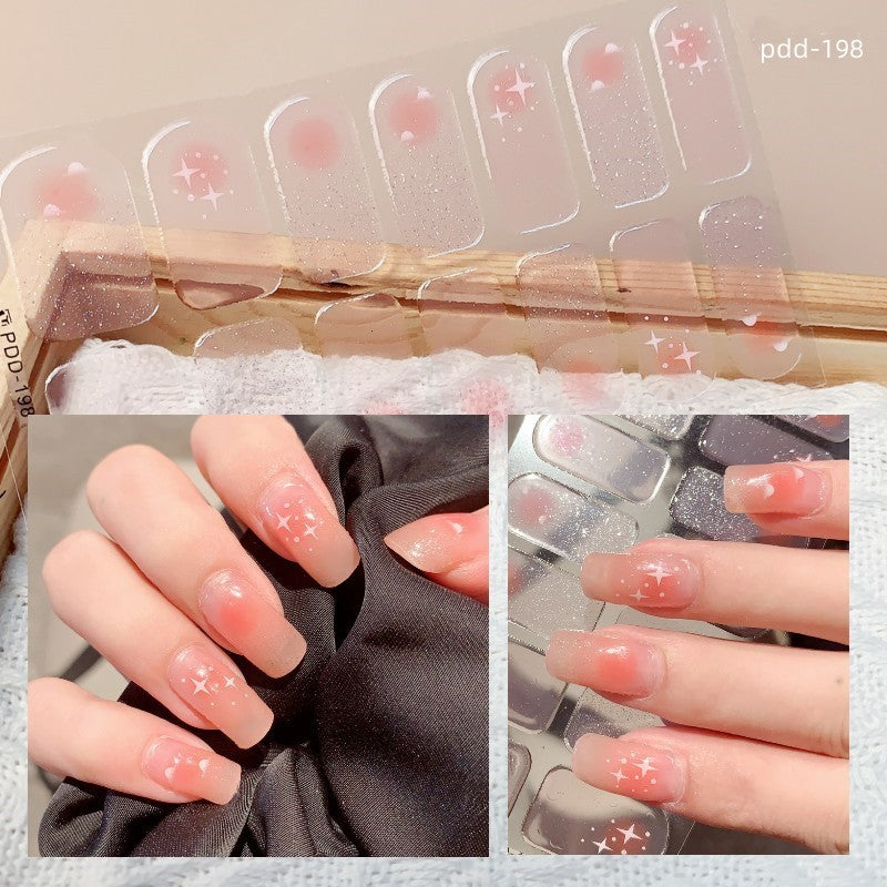 1PC Gel Nail Sticker Patch Slider Flower Gradient Color Back Glue Full Cover Waterproof Gel Nail Sticker UV Lamp Curing Manicur