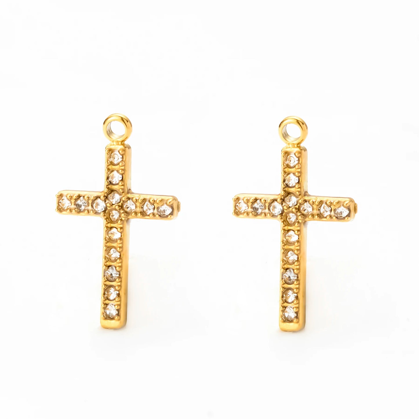 5PCS Zircon Cross Stainless Steel Charms Pendant High Quality Accessories DIY Necklace Bracelet Earring Jewelry Making Materials