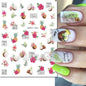 3d Nails Art Decals Spring Fruits Pink Full Tips Peony Magnolia Flowers Adhesive Sliders Stickers Decoration For Nails Manicure
