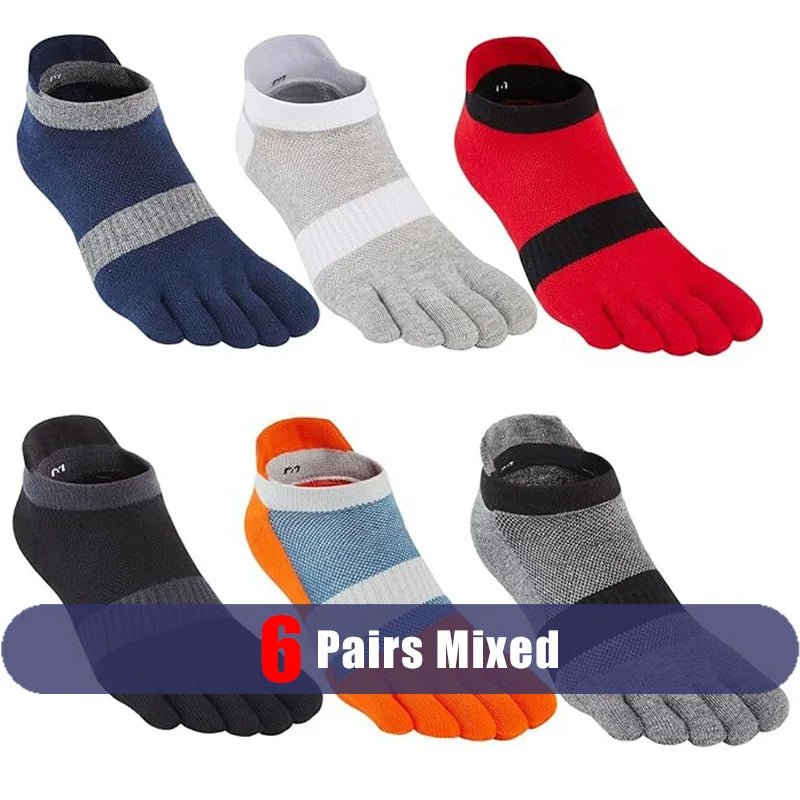 Large Plus Size Toe Socks Sport Mans Mesh Breathable Compression Sweat-Absorbing Fitness Elastic Five Finger Ankle Socks Student