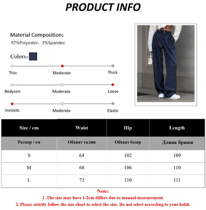 Bornladies Women's  New Autumn Straight Leg Striped Western Trousers Wide Leg Loose Fashion Commuting Suit Pants