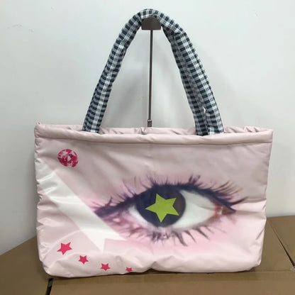 Brand Portrait Print Tote Bag Large Capacity Top-handle Shopper Bag Fashion Pvc Kraft Paper Shoulderbag Waterproof Pouch Storage