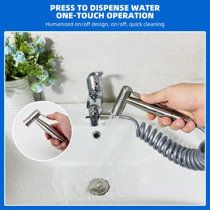 Portable Pressurized Handheld Bidet Sprayer Nozzle for Feminine Hygiene Care & Toilet Washing Cleaning Bathroom Accessory
