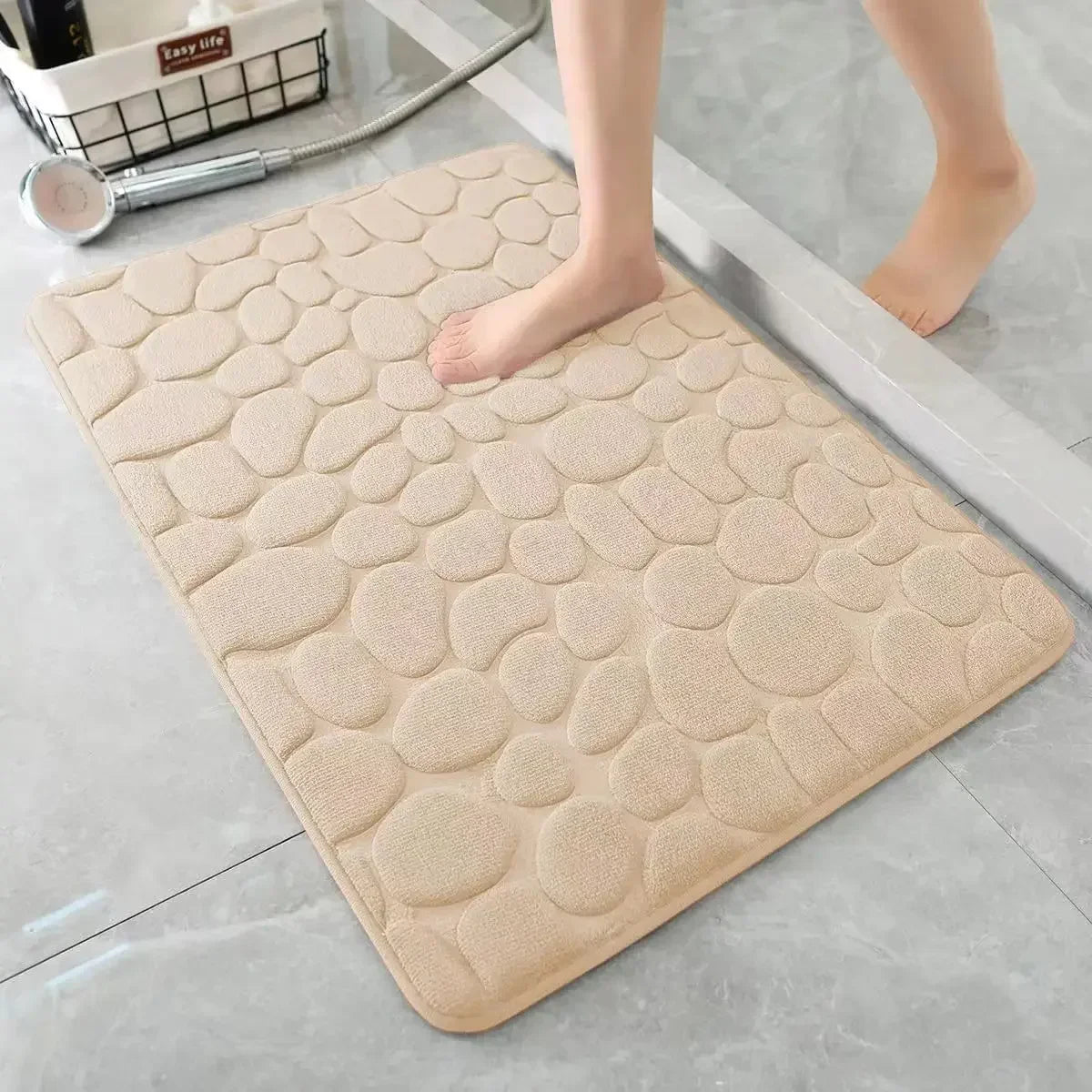 Non Slip Coral Velvet Floor Mat Embossed Stone Memory Foam Thick Absorbent Bathroom Household Indoor Rug Decor