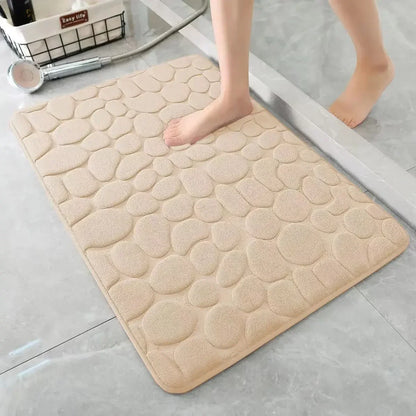Non Slip Coral Velvet Floor Mat Embossed Stone Memory Foam Thick Absorbent Bathroom Household Indoor Rug Decor