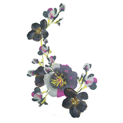 1PC Big Gray Flower Lace Embroidered Neckline Collar Trim Clothes Fabric Sewing Supplies Craft Wedding Dress Applique