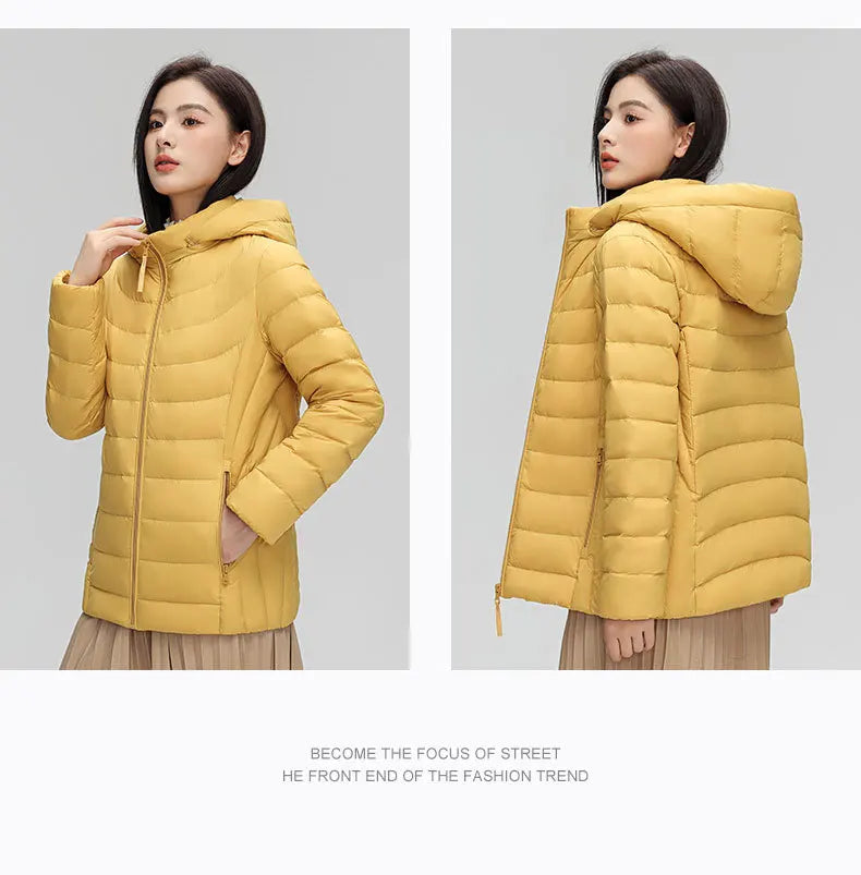 Women's plus Size M-6XL Hooded Puffer Jacket 90% Down Quilted Warm Coat Parka with Detachable Hat Winter Outerwear
