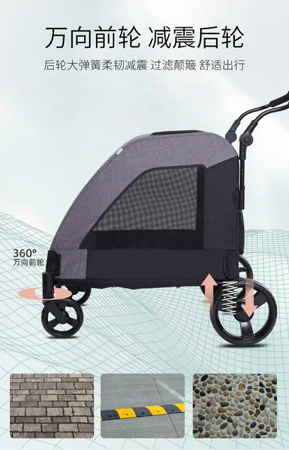 2027functional medium and large pet carts for outdoor travel, large size walking dog carts, portable and foldablePet Strollers