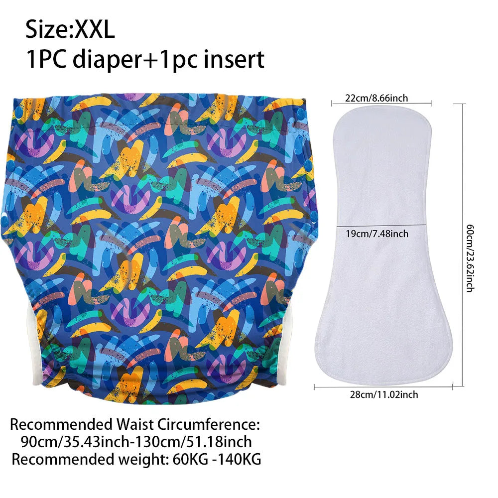 Ice Silk Adult Cloth Disaper Waterproof Old Man's Diaper Pants Reusable Diapers Trouser Pocket Anti-leak Breathable Nappy Pads