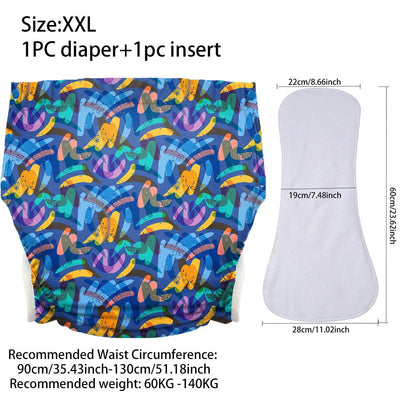 Ice Silk Adult Cloth Disaper Waterproof Old Man's Diaper Pants Reusable Diapers Trouser Pocket Anti-leak Breathable Nappy Pads