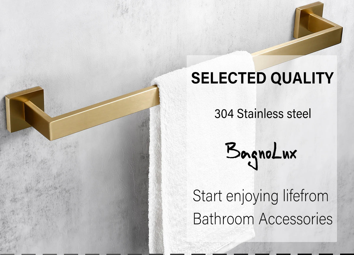 Brushed Gold Bathroom Accessories Set Toilet Brush Holder Toilet Paper Holder Towel Bar Rail Rack Hanger Hook Soap Dish Hardware