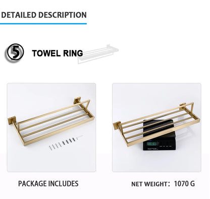 Brushed Gold Bathroom Accessories Set Toilet Brush Holder Toilet Paper Holder Towel Bar Rail Rack Hanger Hook Soap Dish Hardware