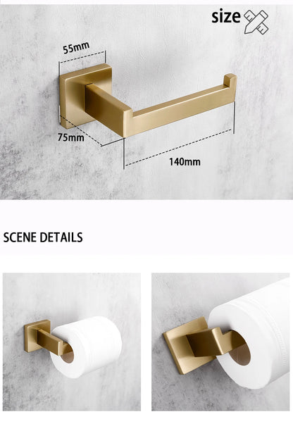 Brushed Gold Bathroom Accessories Set Toilet Brush Holder Toilet Paper Holder Towel Bar Rail Rack Hanger Hook Soap Dish Hardware