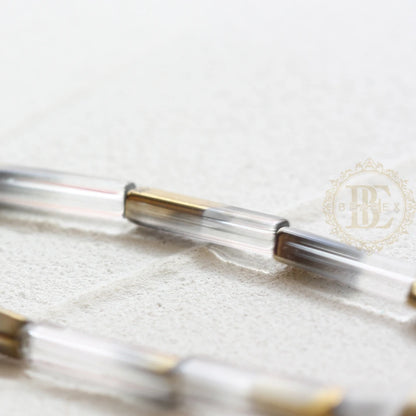DIY Supply-18 Pieces Rectangle Plated Crystal Glass Spacer Beads - 4x20mm (G362)