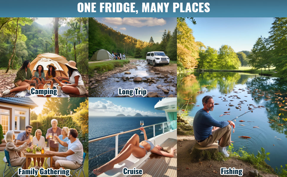 SucceBuy 30/37/45L Car Refrigerator Single Zone Portable Freezer&Built-in Light Compressor Cooler for Outdoor Camping