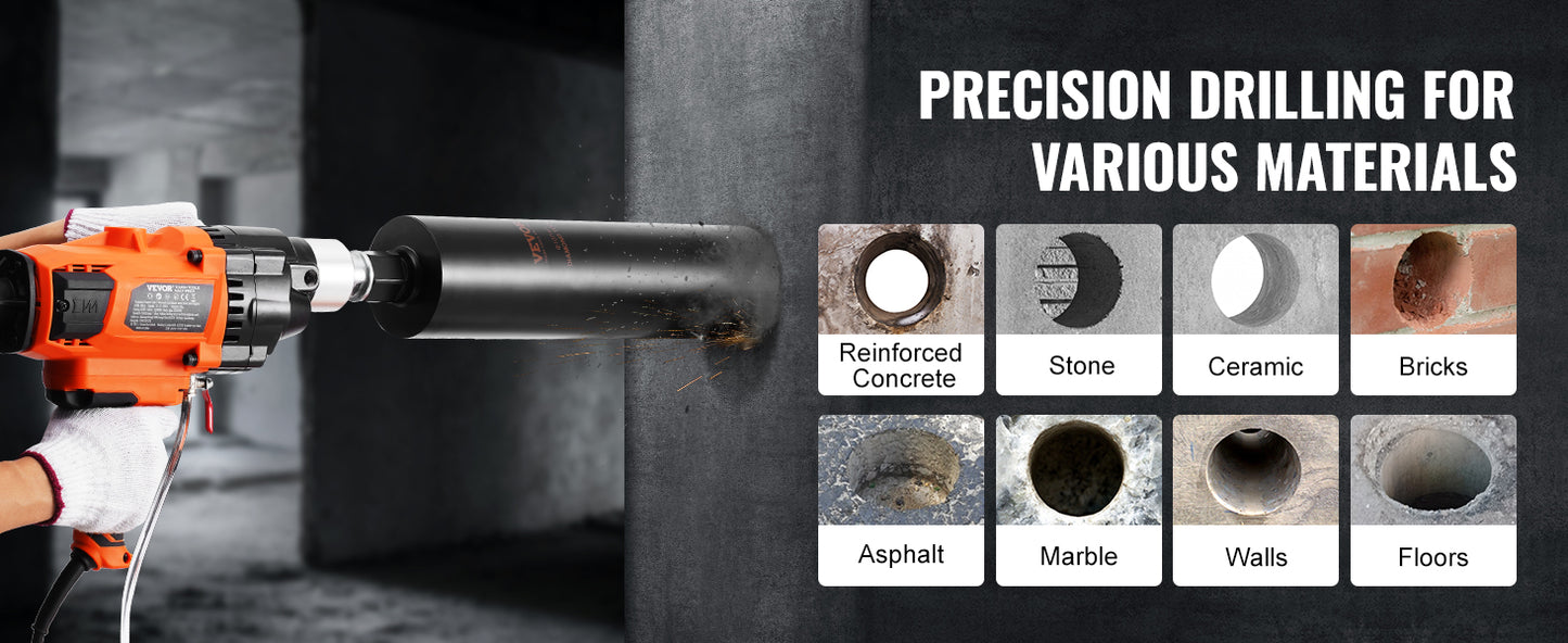 SucceBuy 2000W/2600W Handheld Core Drill Machine Drilling Diameter Wet&Dry Diamond Core Drill Rig Rugged Concrete Core Drill