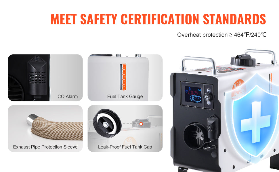 SucceBuy 2KW Diesel Heater 12V/24V All in One Diesel Air Heater with Remote Control Display Screen CO Alarm for Vehicle&Outdoor