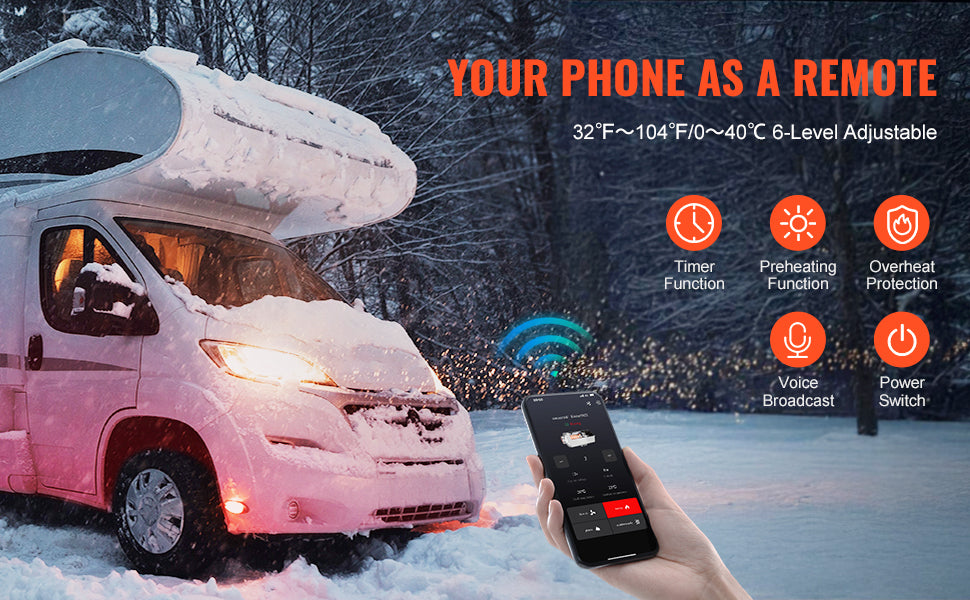SucceBuy 8KW Diesel Heater 12/24V All in One Diesel Air Heater with Bluetooth CO Alarm Portable Car Heater for Vehicles & Garage
