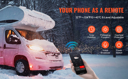 SucceBuy 8KW Car Heater 12V/24V All in One Diesel Air Heater Bluetooth/Display/CO Alarm Horizontal Diesel Heater for Vehicle RV